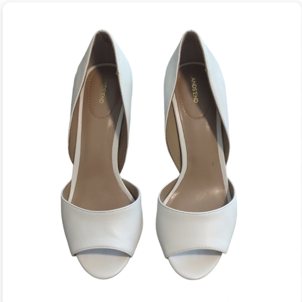 Lands' End Peep Toe Dorsey Pump Eggshell Size US 8.5